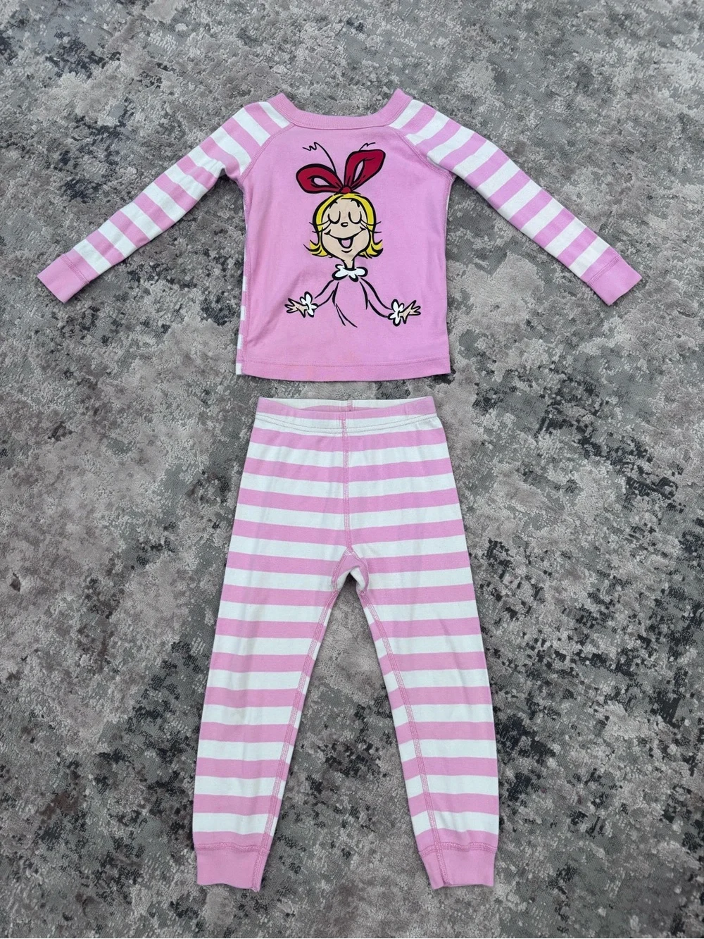 Hanna Andersson Pink & White Striped Dr. Seuss Grinch Pajamas